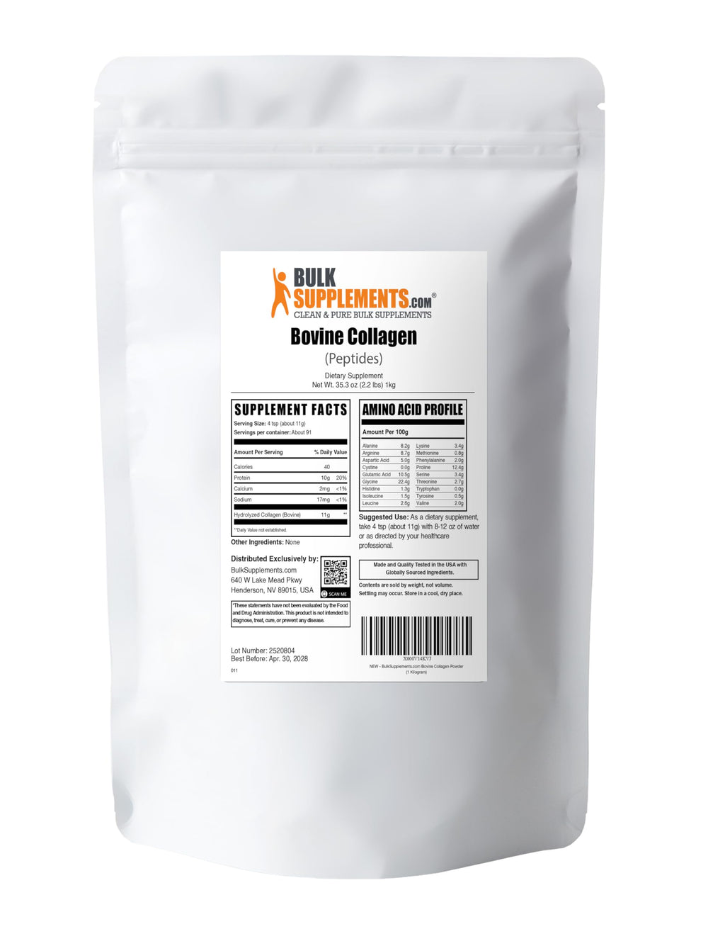 Shake with BulkSupplements Collagen Peptides Powder for a quick boost.