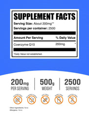 BulkSupplements CoQ10 powder scoop ready to blend into a beverage