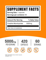 BulkSupplements Creatine Monohydrate Capsules serving size on label for clarity