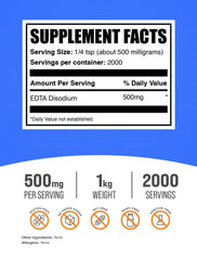 BulkSupplements Disodium EDTA powder packaging keeps content organized and fresh.