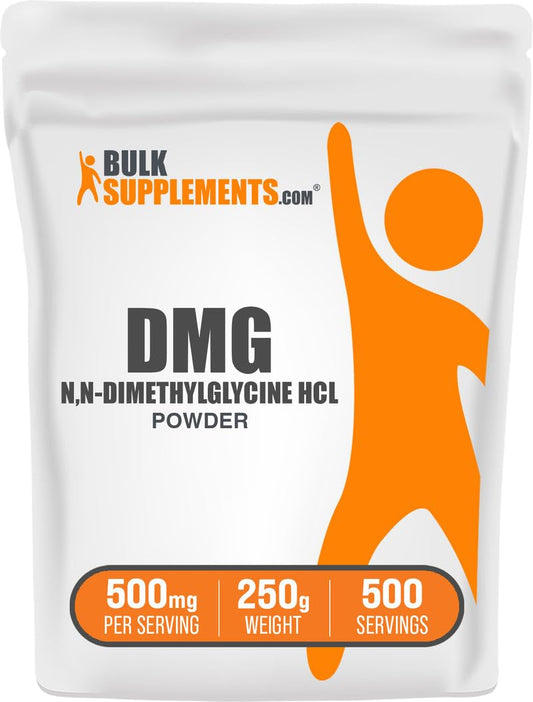 BulkSupplements DMG powder bottle labeled gluten-free for daily wellness