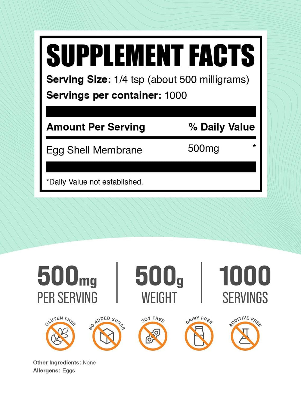 BulkSupplements Egg Shell Membrane Powder scoop measures a daily dose