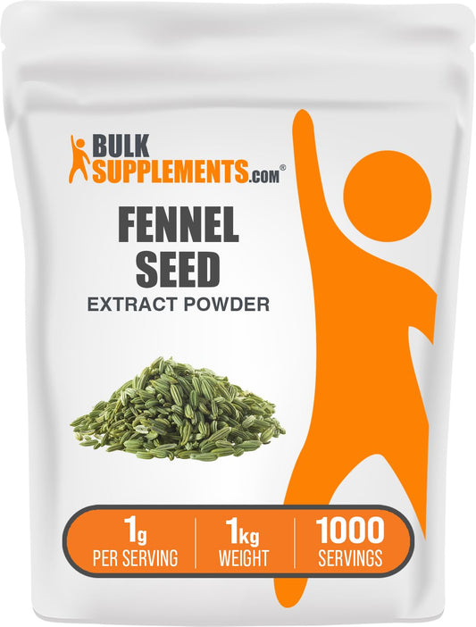 BulkSupplements fennel seed extract powder bottle for convenient daily dosing
