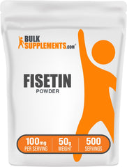 BulkSupplements Fisetin powder bottle close-up for daily antioxidant support