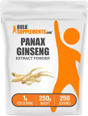 Bulksupplements Ginseng Root Extract Powder front label view showing vegan, gluten-free formula for daily use