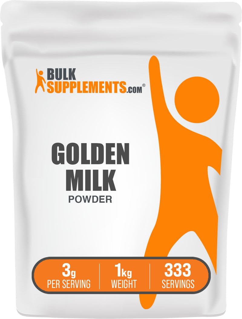 BulkSupplements Golden Milk Powder tin ready for warm beverages