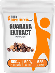 BulkSupplements Guarana Extract Powder bottle shows gluten-free caffeine source for daily energy