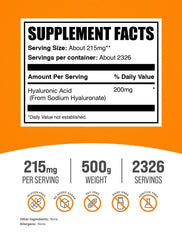 BulkSupplements Hyaluronic Acid Powder scoop: easy to measure for smoothies.