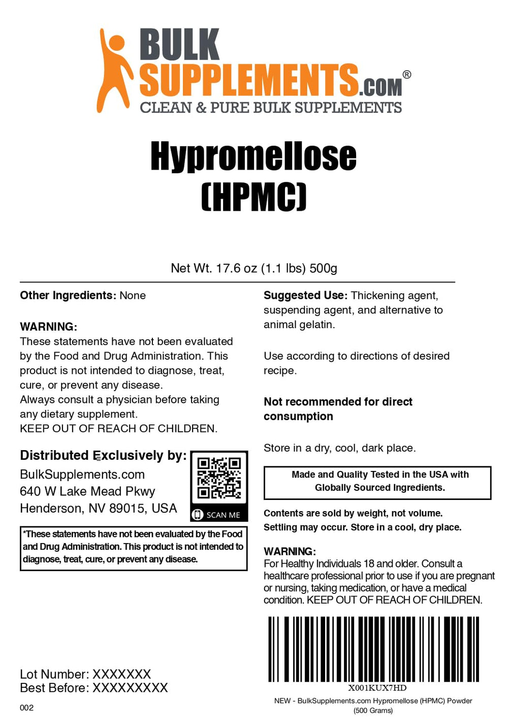 BulkSupplements Hypromellose powder stirred into a shake for texture enhancement.