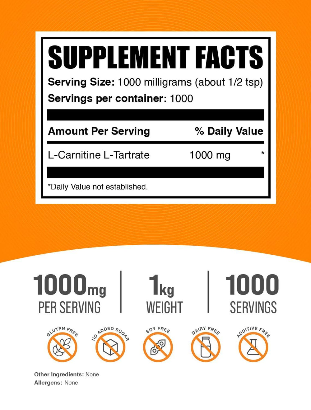 BulkSupplements L-Carnitine Tartrate powder pour shows easy mixability in beverages.