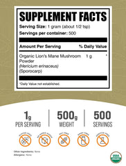 BulkSupplements Lions Mane powder scoop shows convenient serving option.