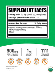 BulkSupplements Organic Ashwagandha Powder bottle, ideal for consistent daily use.