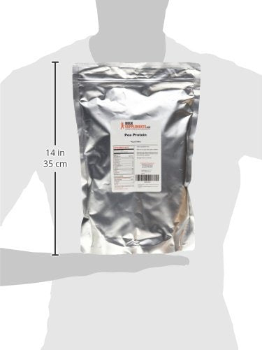 Label on BulkSupplements Organic Pea Protein Powder emphasizing gluten-free and vegan attributes.