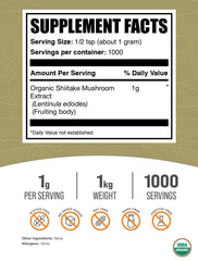 BulkSupplements Shiitake powder scoop for easy daily dosing in smoothies.