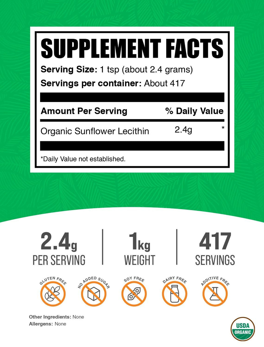 Sunflower Lecithin powder pour shows convenient daily use with BulkSupplements.