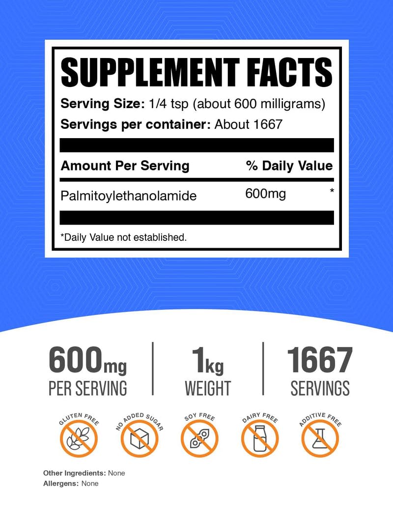 BulkSupplements Palmitoylethanolamide powder scoop for quick, customizable mixes.