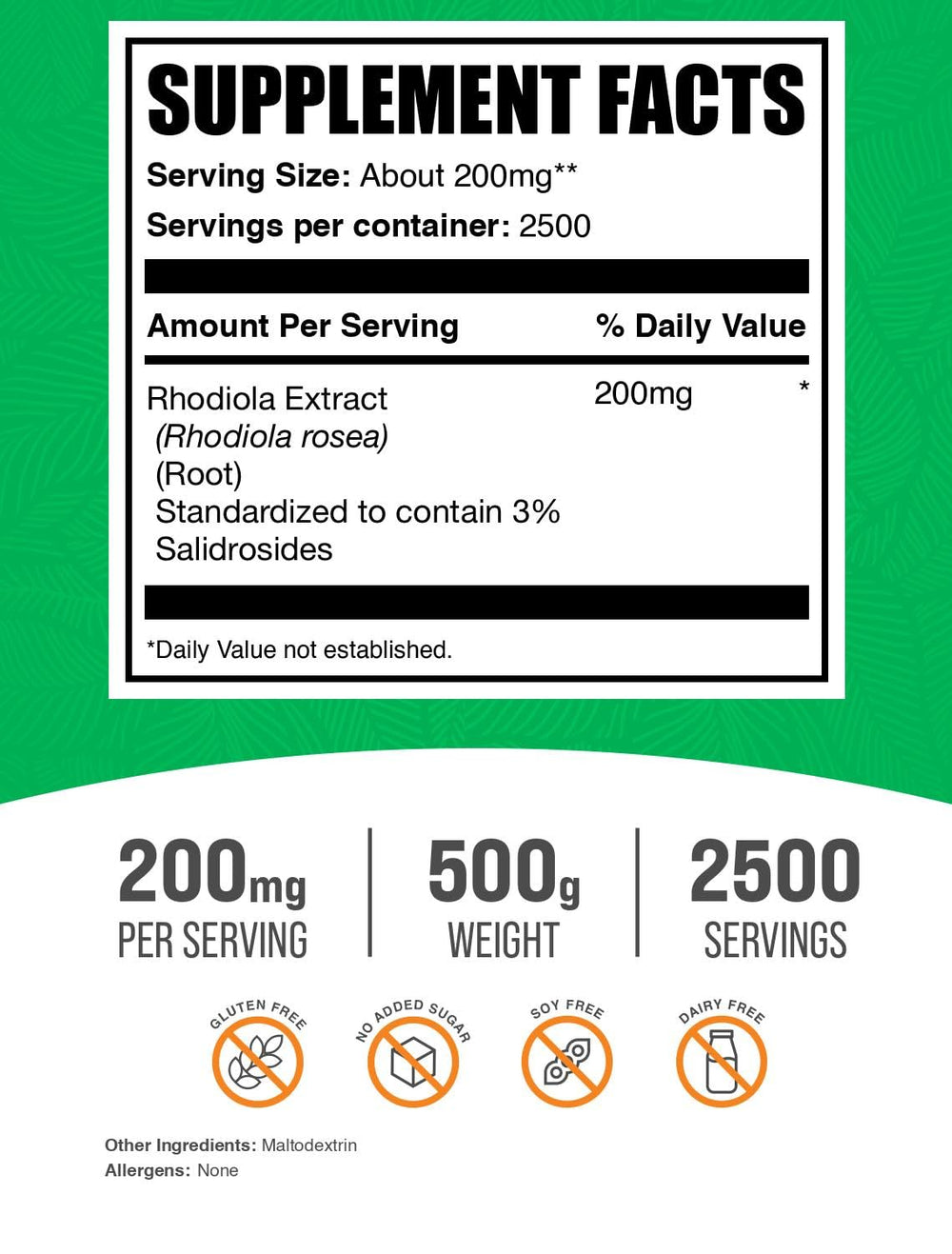 BulkSupplements Rhodiola extract powder with scoop for easy daily dosing.