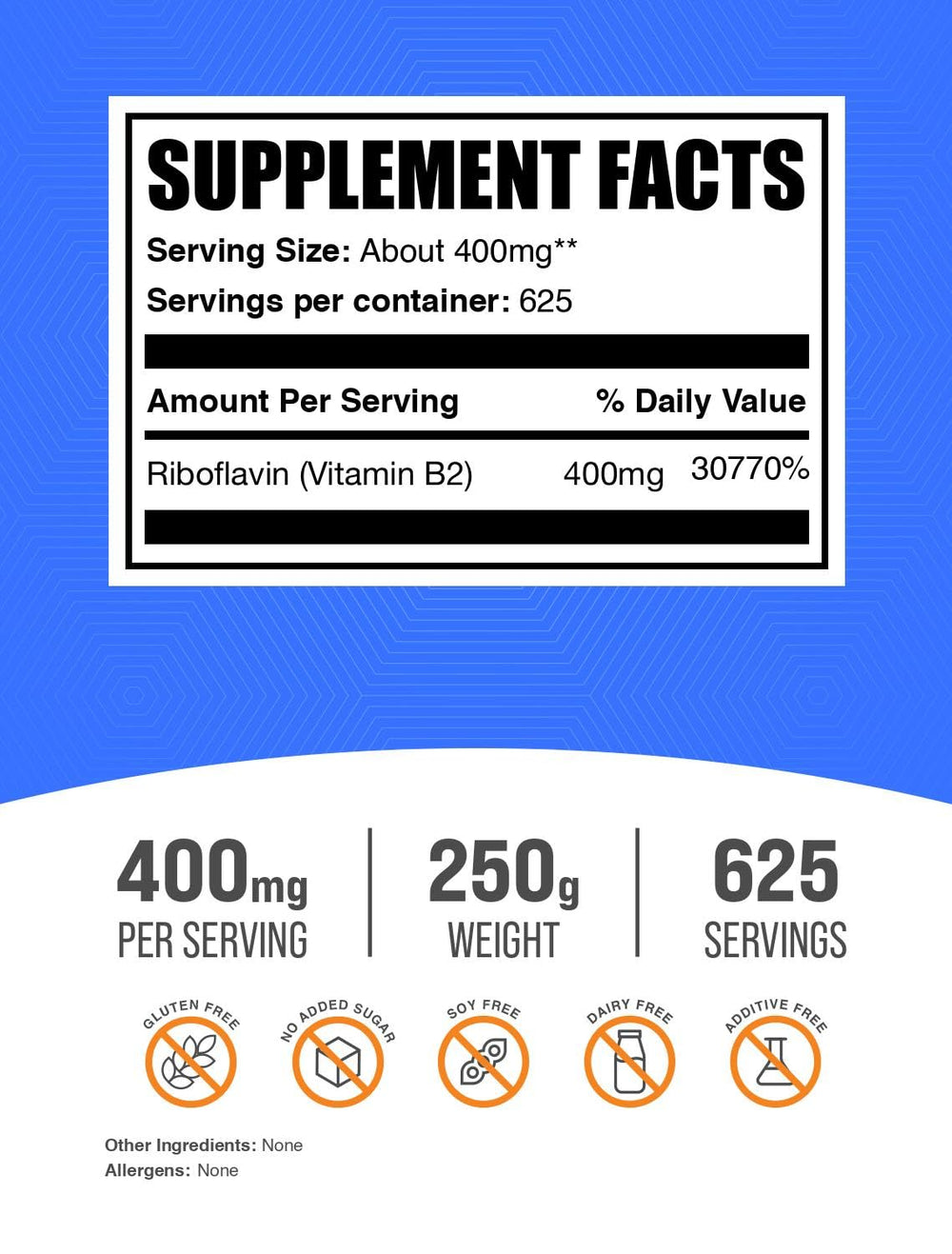BulkSupplements Riboflavin powder measuring scoop for precise servings.