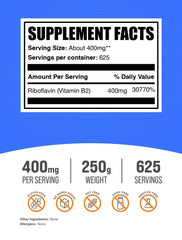 BulkSupplements Riboflavin powder measuring scoop for precise servings.