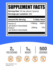 Sodium ascorbate powder being scooped for daily vitamin use with BulkSupplements