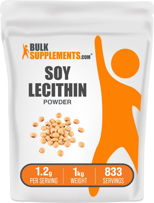 BulkSupplements Soy Lecithin Powder bottle for easy daily use.