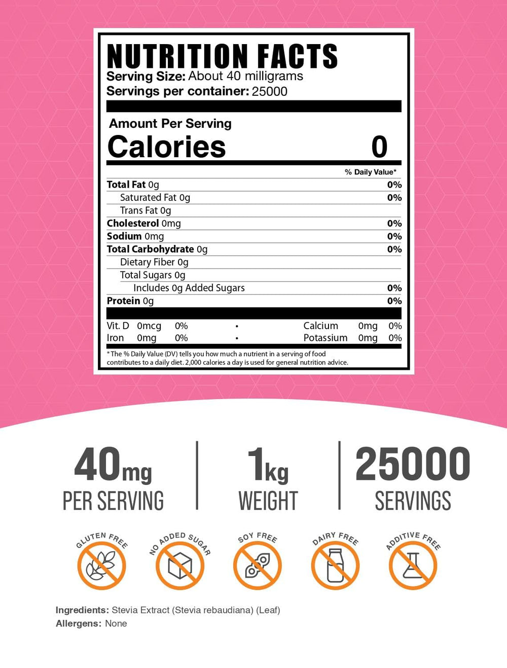 BulkSupplements Stevia Extract Powder scoop for precise, sugar-free seasoning.