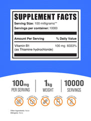 BulkSupplements Thiamine HCl powder dosage scoop for precise 100 mg servings