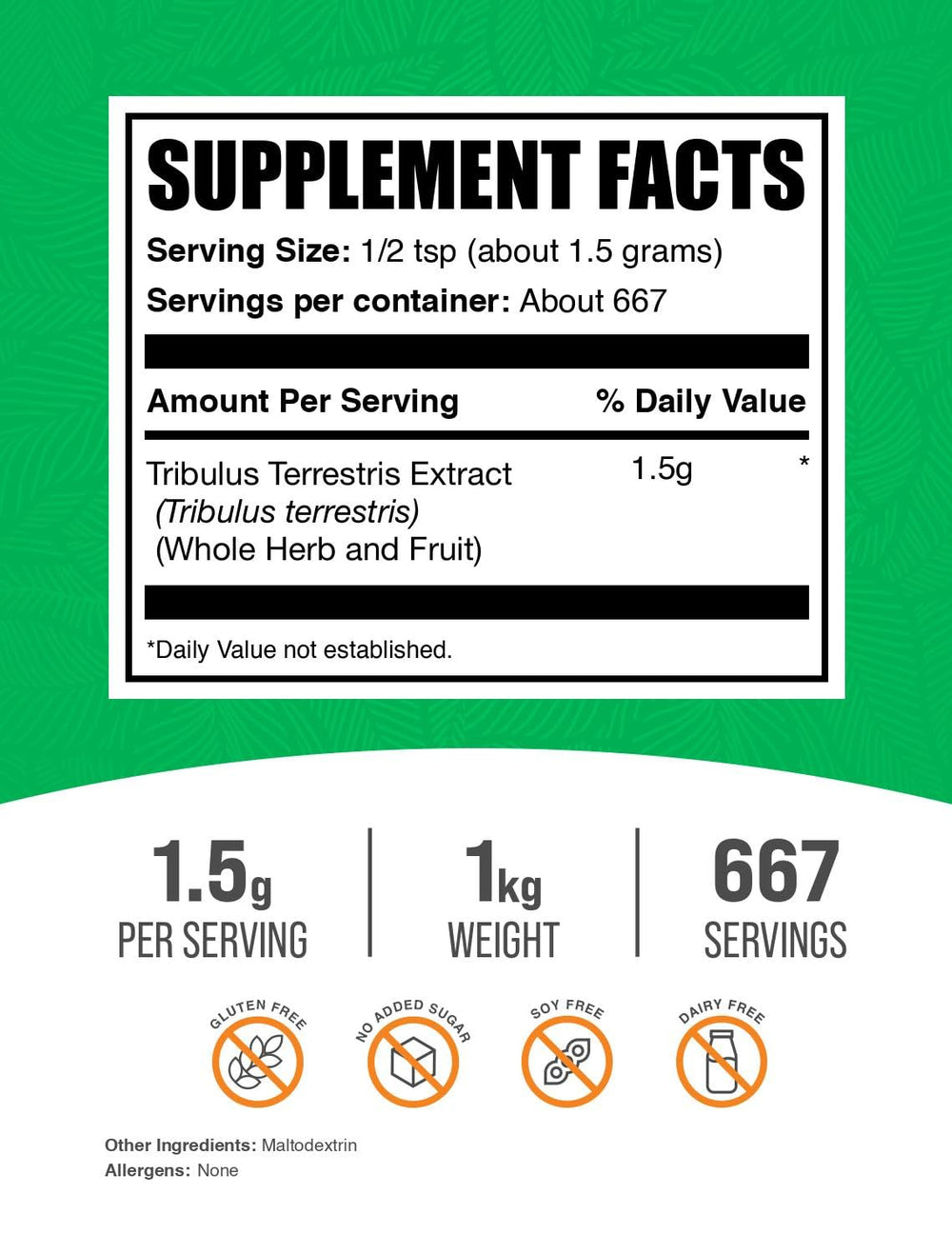 BulkSupplements Tribulus Terrestris Extract Powder with scoop ready for easy use.