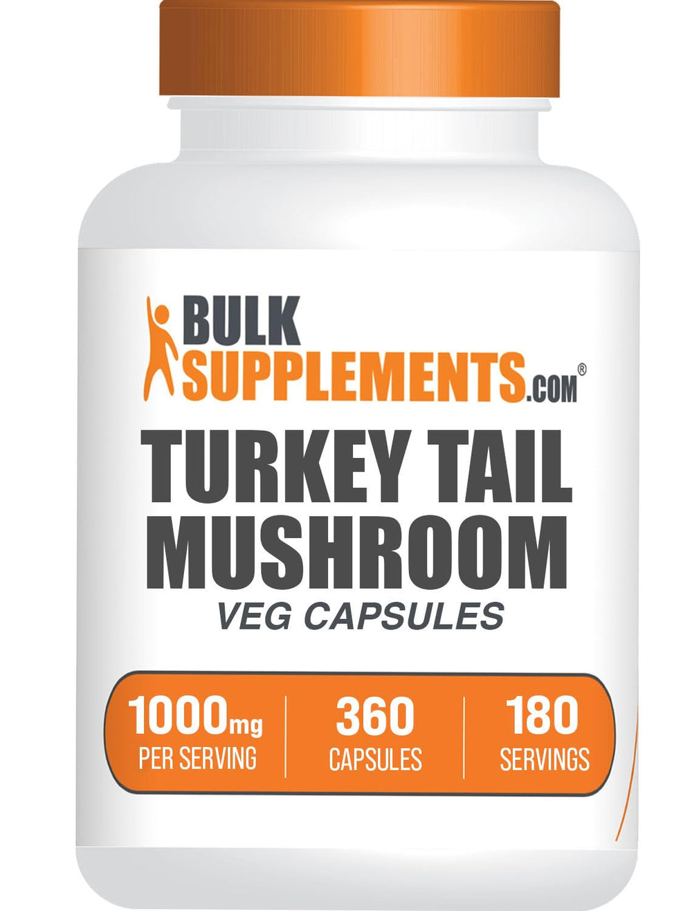 BulkSupplements Turkey Tail Capsules bottle, vegan and gluten-free daily supplement.