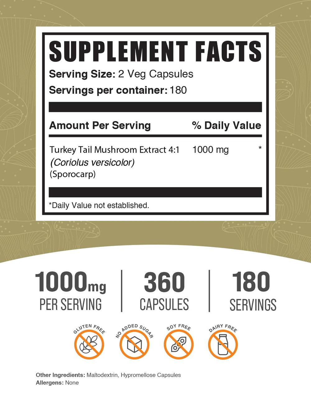 BulkSupplements Turkey Tail Capsules being poured for easy daily use.