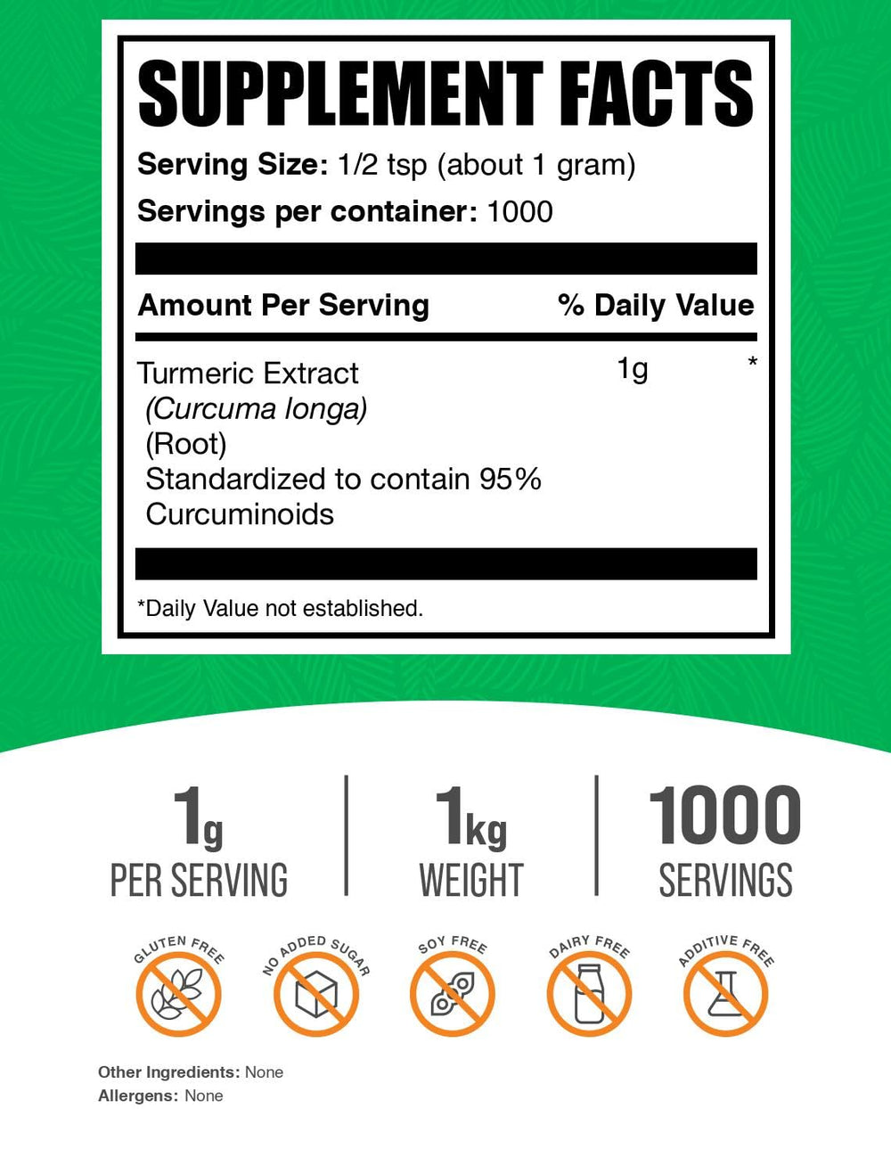BulkSupplements turmeric extract powder container with scoop supports convenient everyday use.