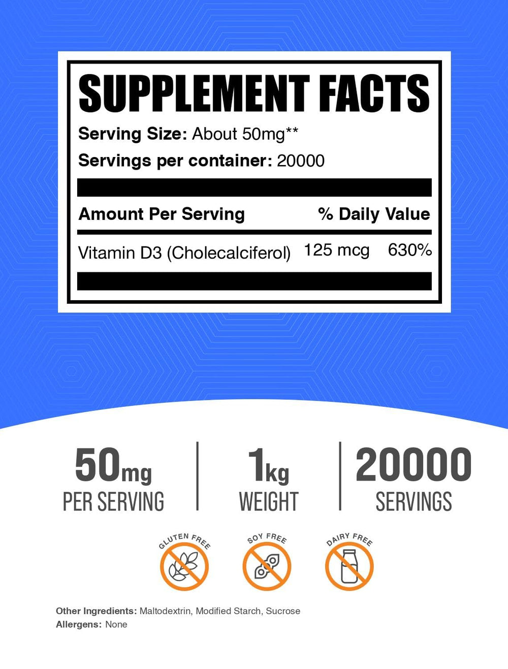 BulkSupplements Vitamin D3 powder with scoop for precise dosing
