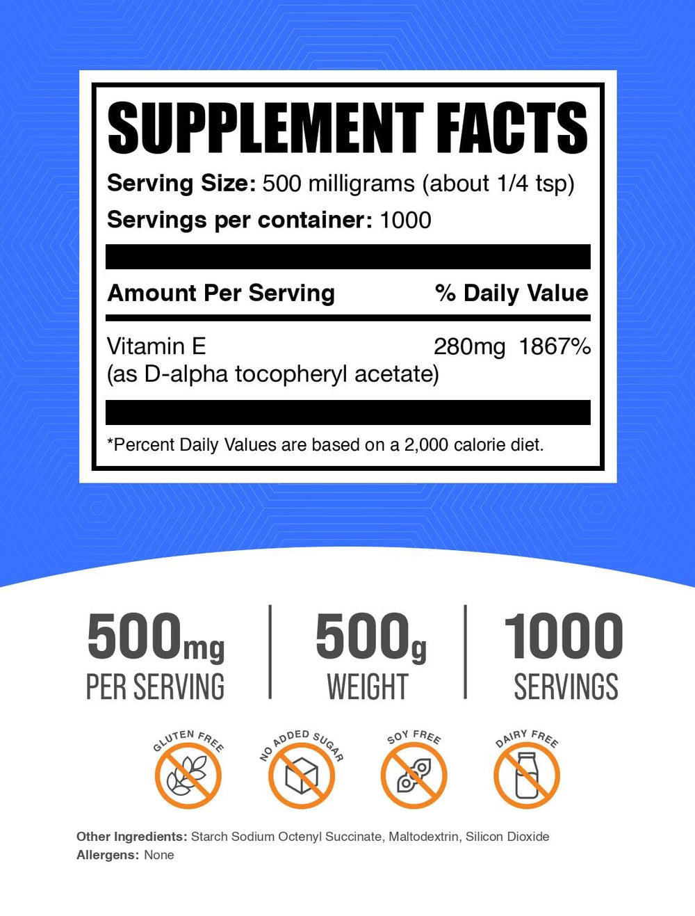 BulkSupplements Vitamin E 400 IU powder scoop for easy daily dosing