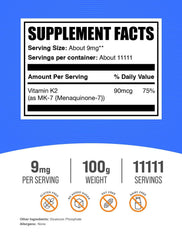 BulkSupplements Vitamin K2 MK-7 powder scoop in bowl shows easy integration into routines