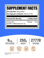 BulkSupplements Vitamin K2 powder scoop beside container for easy daily dosing
