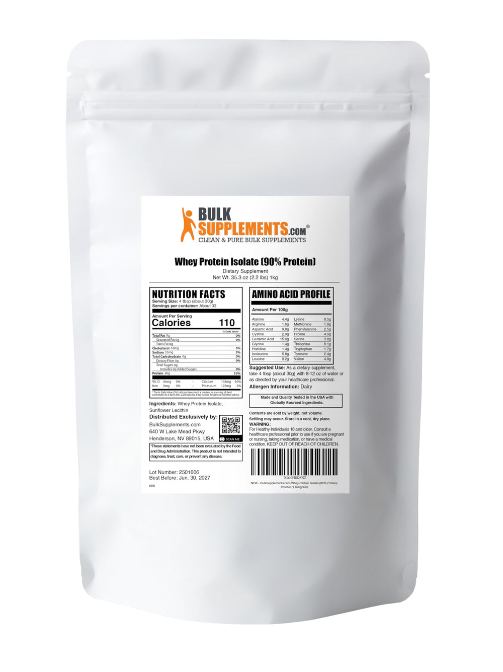 cgmp facility symbol on Bulksupplements Whey Protein Isolate emphasizing quality