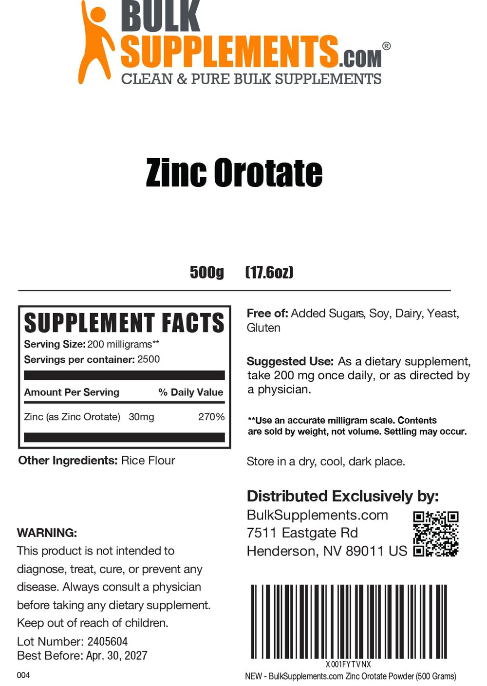 Zinc Orotate Powder in a glass jar ready for everyday wellness routines.
