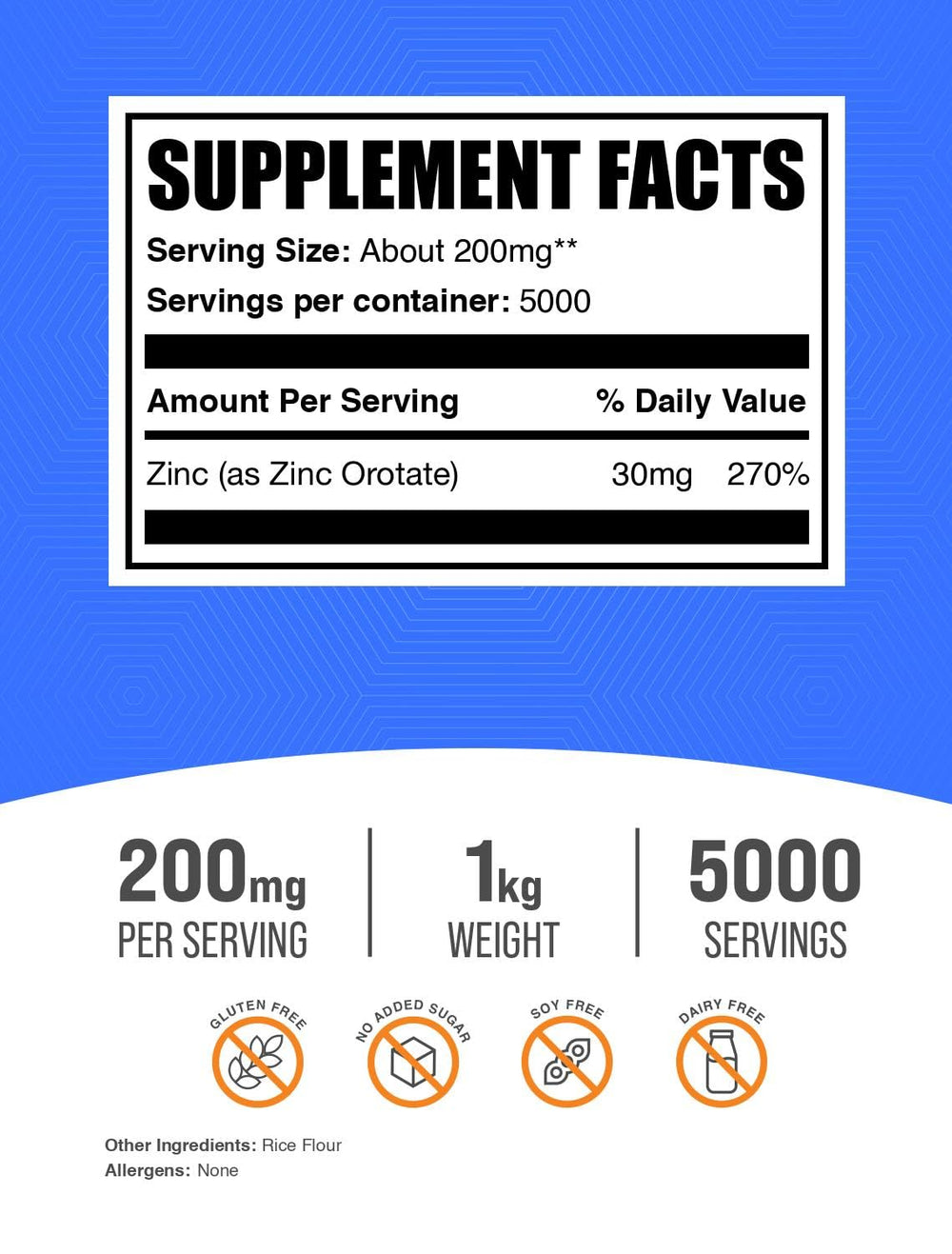 BulkSupplements Zinc Orotate powder with measuring scoop for convenient dosing