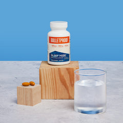 Brain Octane C8 MCT oil bottle beside Sleep Mode.