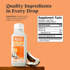 Bulletproof Brain Octane C8 MCT Oil label close-up highlighting purity