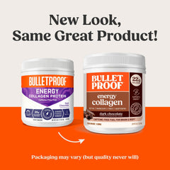 Bulletproof dark chocolate energy collagen protein hot drink for focus and mood.