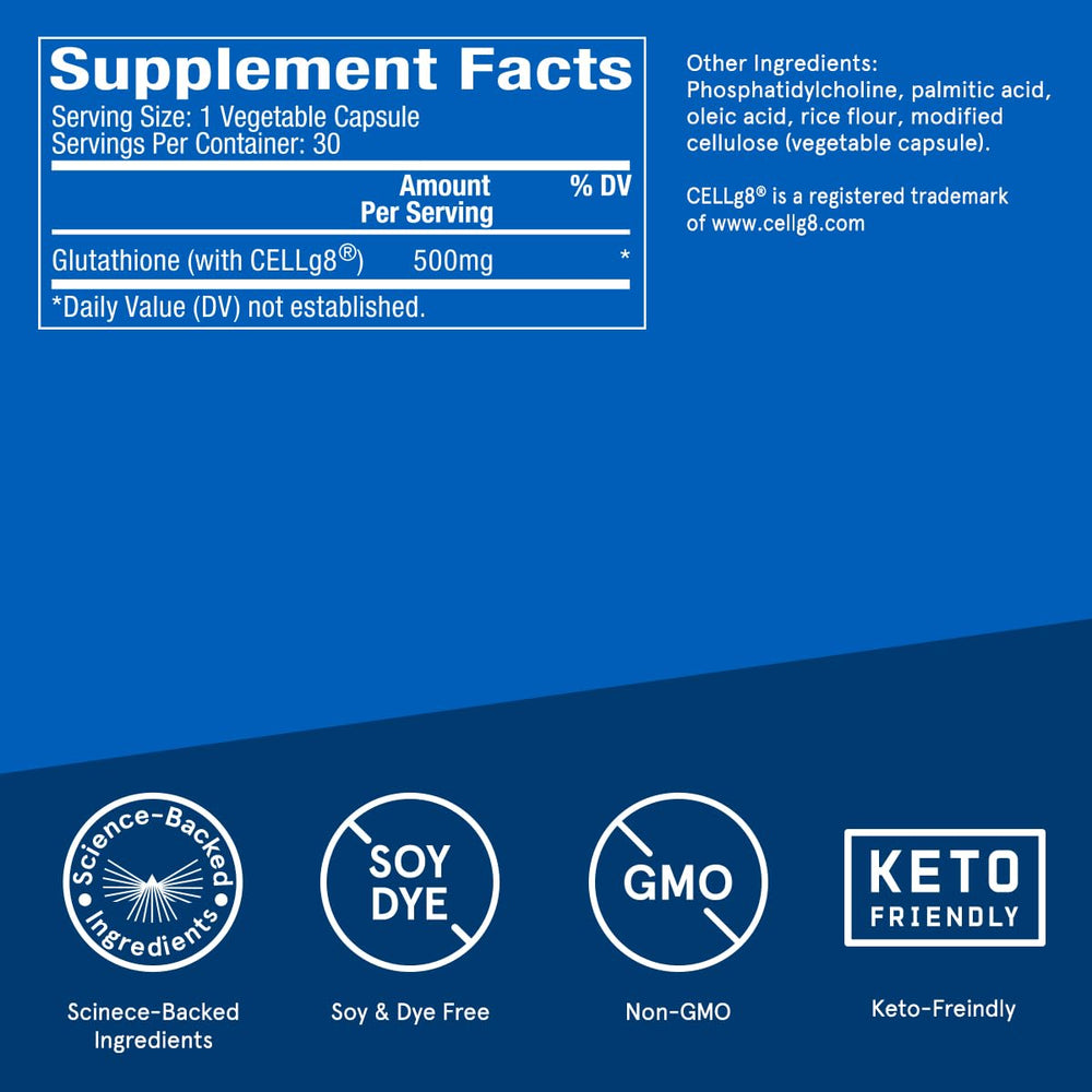 Bulletproof Liposomal Glutathione Force packaging on shelf implying purity and quality.
