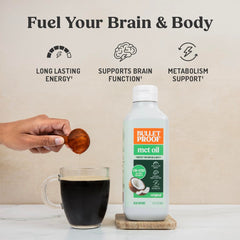 Bulletproof MCT Oil being poured into a cup for easy energy.