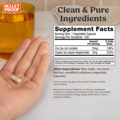 Bulletproof Zinc with Copper capsules in hand for everyday wellness