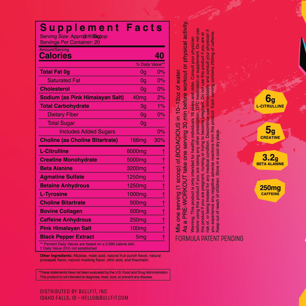 BullFit pina colada tub showcases tropical flavor for refreshing workouts.