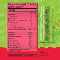 Bullfit pre-workout tub label open showing no artificial colors or sucralose