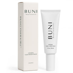 BUNI Balance Your Beautiful vulva balm in airless pump for precise, mess-free external care.
