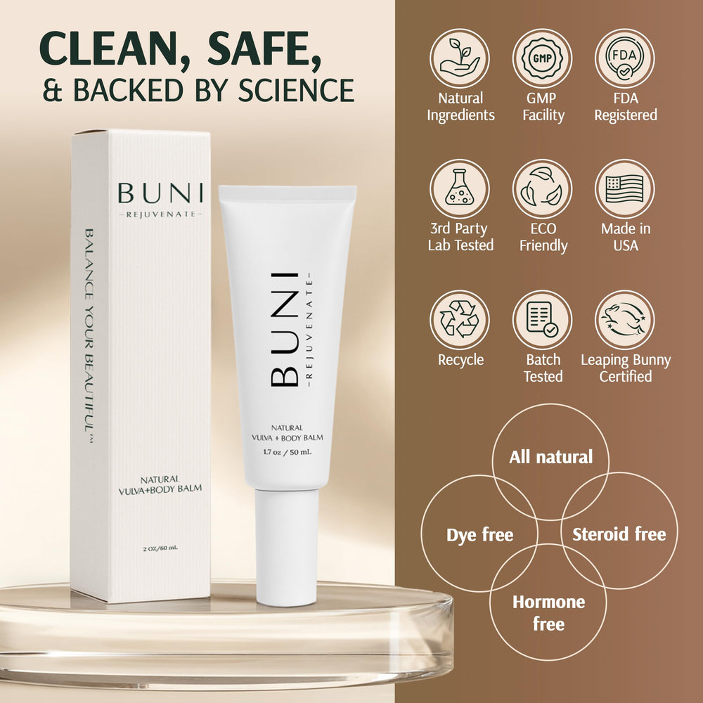BUNI Scar & Body Oil bottle texture indicating quick absorption