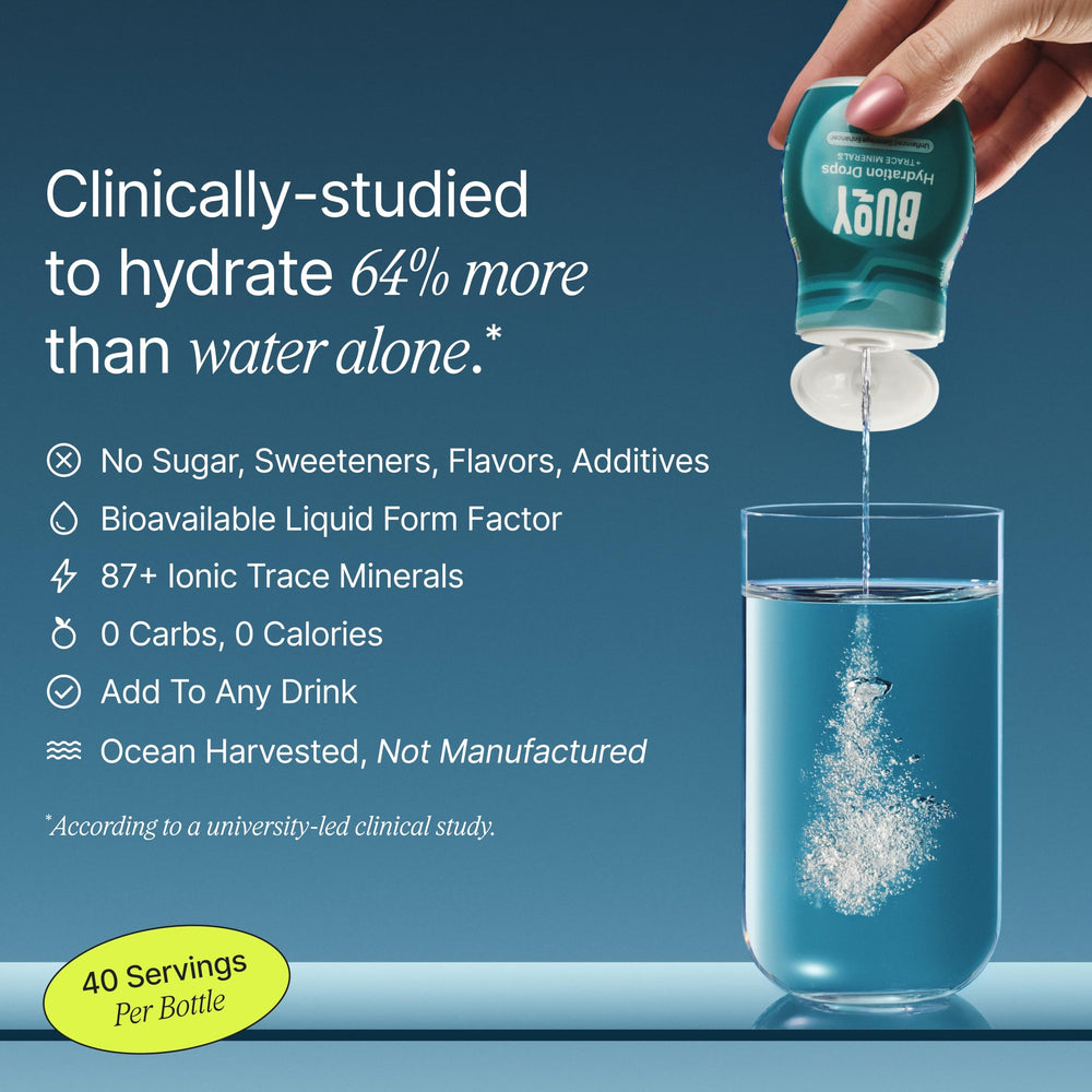 Buoy Electrolyte Drops dropper dispensing a precise dose