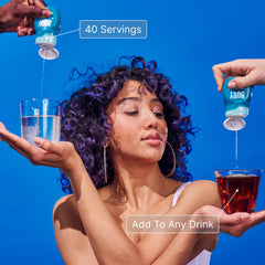 Buoy Electrolyte Drops variety-pack dissolves in tea for neutral hydration